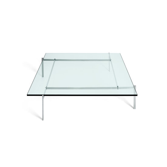 Fritz Hansen Fritz Hansen  PK61 geborsteld staal/glas (80x80x32cm)