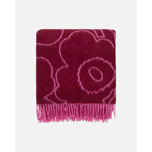 marimekko pirto unikko throw wool 130 x 170 cm pink- burgundy