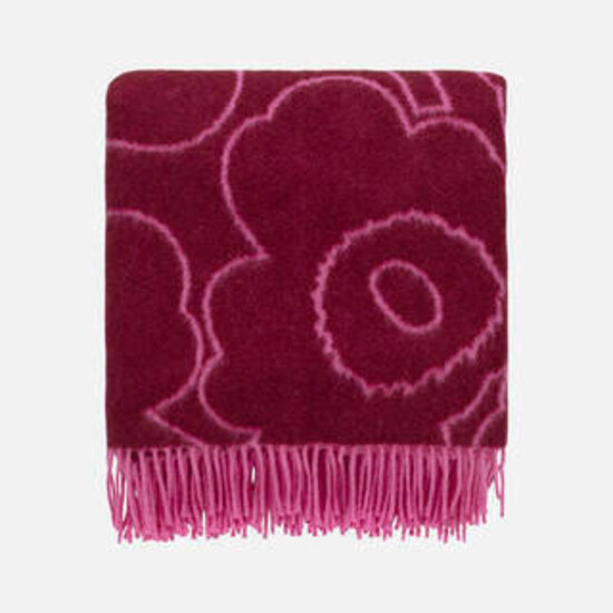 Marimekko marimekko pirto unikko throw wool 130 x 170 cm pink- burgundy