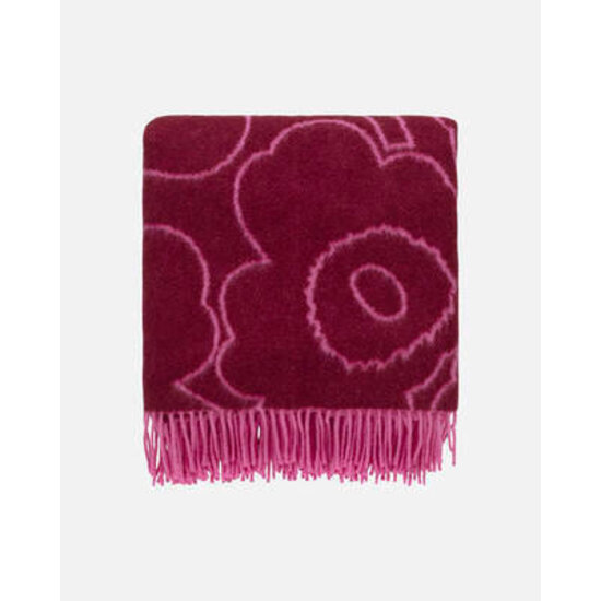 Marimekko marimekko pirto unikko throw wool 130 x 170 cm pink- burgundy