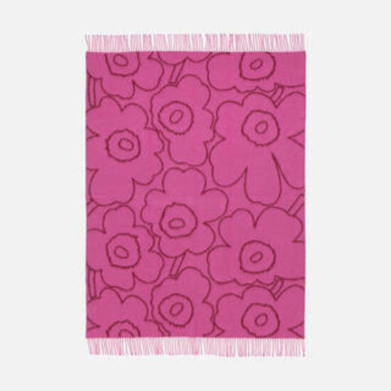 Marimekko marimekko pirto unikko throw wool 130 x 170 cm pink- burgundy
