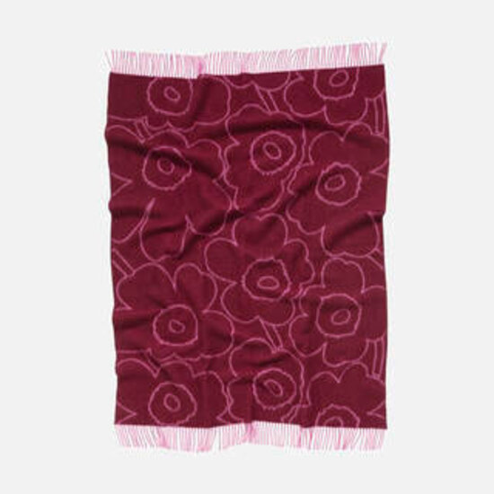 Marimekko marimekko pirto unikko throw wool 130 x 170 cm pink- burgundy
