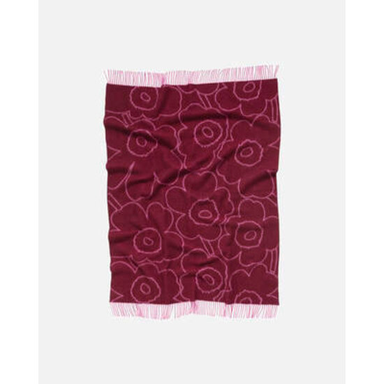 Marimekko marimekko pirto unikko throw wool 130 x 170 cm pink- burgundy
