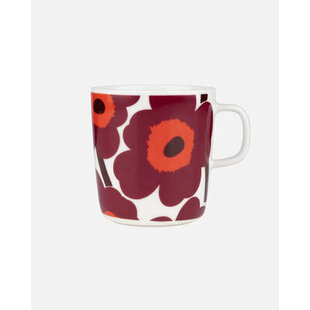 marimekko unikko mug  dark red- beige 4dl