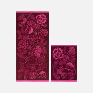 marimekko tiara terry towel 50x70 cm burgundy-pink