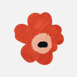 marimekko unikko bath mat 73 x 74 cm. orange-pink