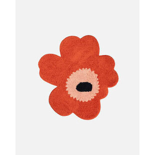 marimekko unikko bath mat 73 x 74 cm. orange-pink