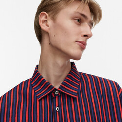 marimekko Kioski Jokapoika Blue-Red 2026 cotton shirt M