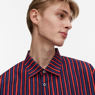 marimekko Kioski Jokapoika Blue-Red 2026 cotton shirt M