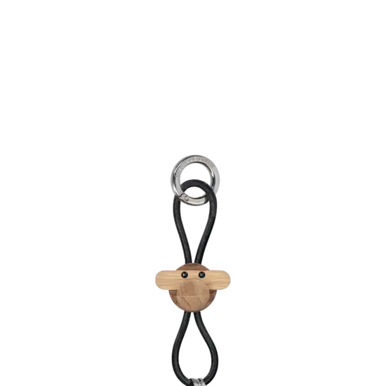 Kay Bojesen Kay Bojesen Monkey silver metal Keychain with Black Leather