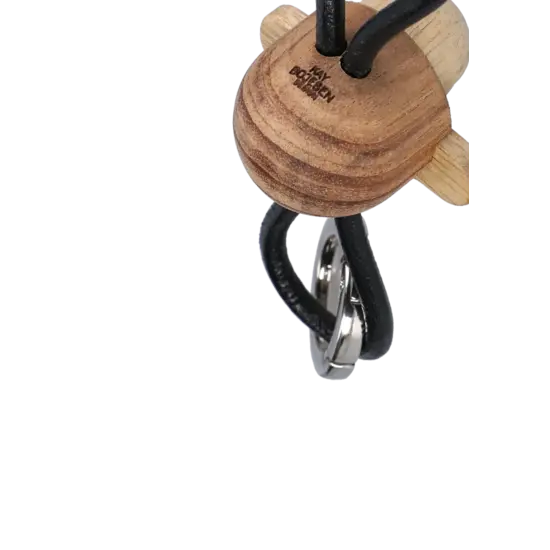 Kay Bojesen Kay Bojesen Monkey silver metal Keychain with Black Leather