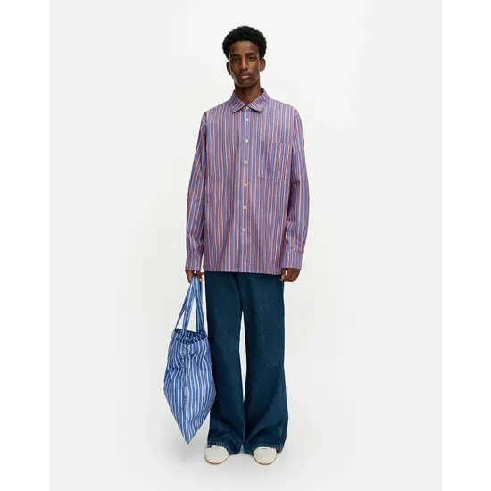 Marimekko marimekko jokapoika 2026 cotton shirt dark blue-orange size M