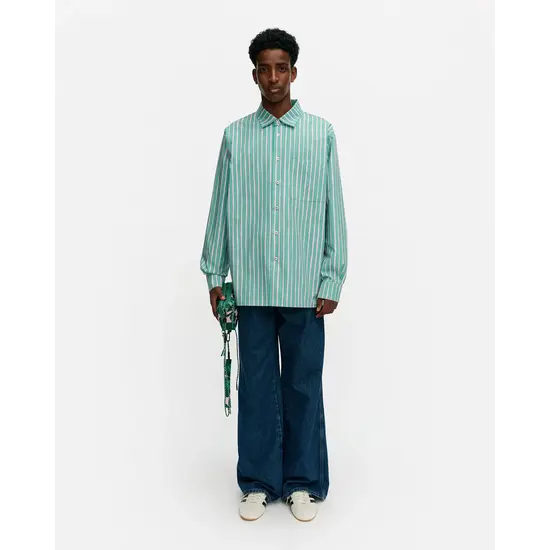 Marimekko marimekko jokapoika 2026 cotton shirt green-pink size M