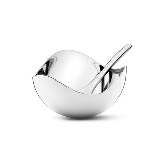 georg jensen bloom salt cellar & spoon stainless steel mirror