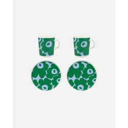 marimekko unikko breakfast set 4 pcs blue-green