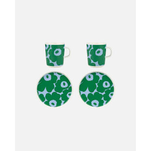 marimekko unikko breakfast set 4 pcs blue-green