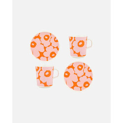 marimekko unikko breakfast set 4 pcs orange-pink