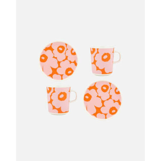 Marimekko marimekko unikko breakfast set 4 pcs orange-pink