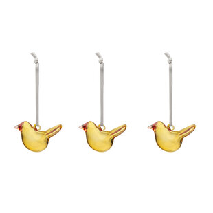 iittala mini glass birds  3 pcs yellow