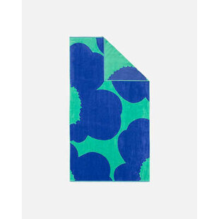 marimekko iso unikko bath towel 100 x 180 cm. green-blue