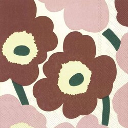 marimekko unikko bruin roze servetten