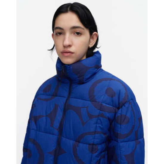 Marimekko marimekko taivos unikko padded jacket croped blue mt. m