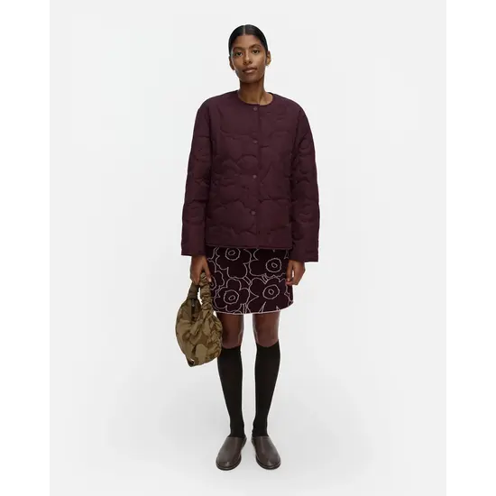Marimekko marimekko kapseli piirto unikko lightweight padded coat, burgundy size L