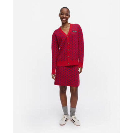 Marimekko marimekko koillis pallo skirt wool red with blue dots mt. L