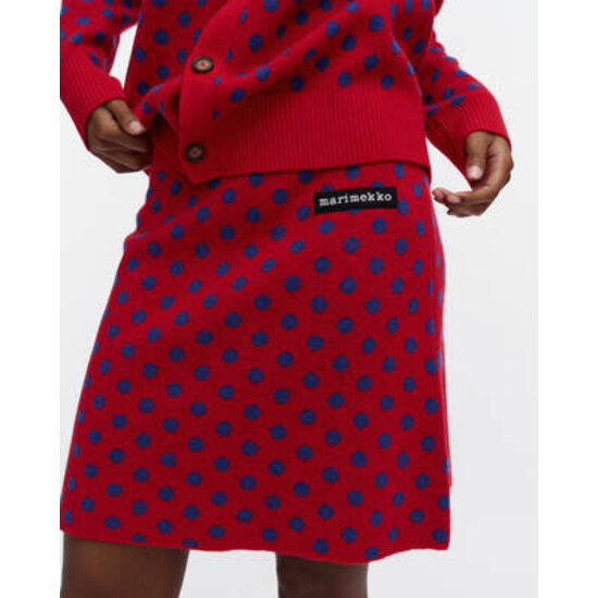 Marimekko marimekko koillis pallo skirt wool red with blue dots mt. L