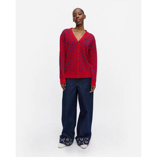 marimekko sif pallo cardigan wool red with blue dots mt.M