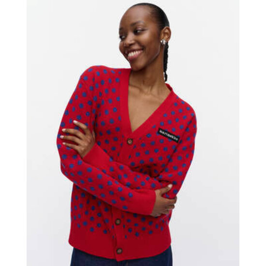 Marimekko marimekko sif pallo cardigan wool red with blue dots mt.M