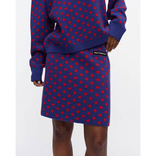 marimekko koillis pallo skirt wool blue with red dots mt.