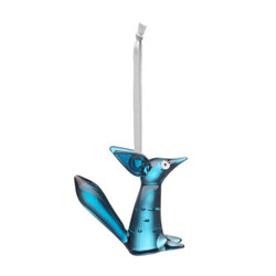 iittala vulpes  glass ornament sitting 80 mm steel blue
