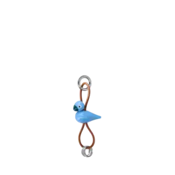 Kay Bojesen Blue Bird silver metal Keychain with natural Leather