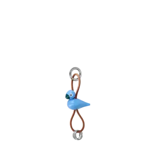 Kay Bojesen Blue Bird silver metal Keychain with natural Leather