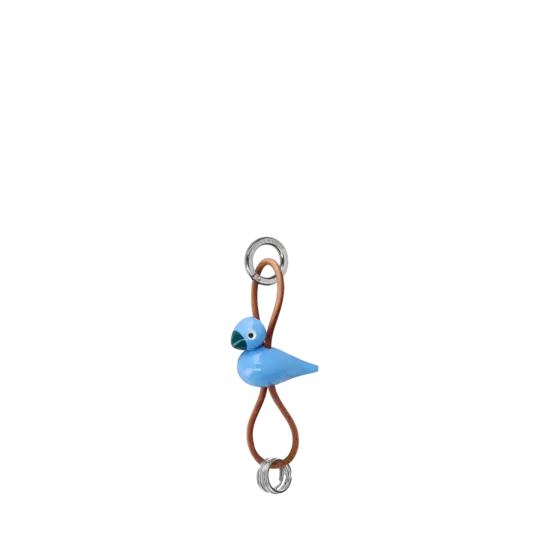 Kay Bojesen Kay Bojesen Blue Bird silver metal Keychain with natural Leather