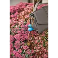 Kay Bojesen Kay Bojesen Blue Bird silver metal Keychain with natural Leather