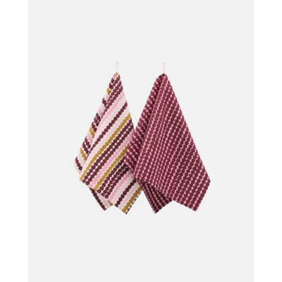Marimekko marimekko pikku räsymatto tea towel 2 pcs pink - burgundy