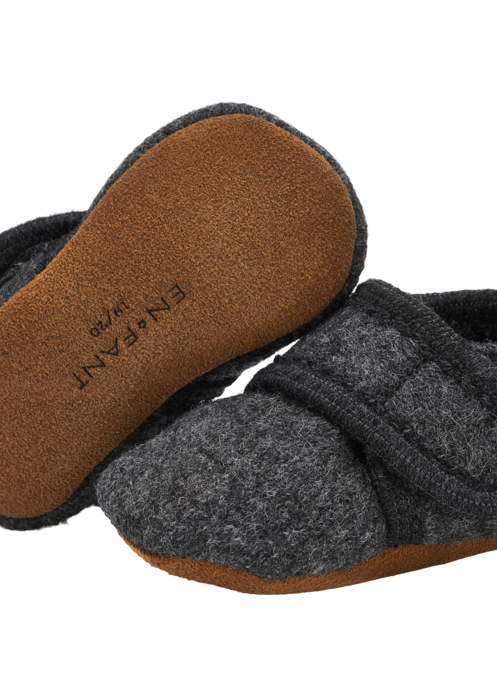 Enfant Baby wool slippers Dark grey melange - Enfant
