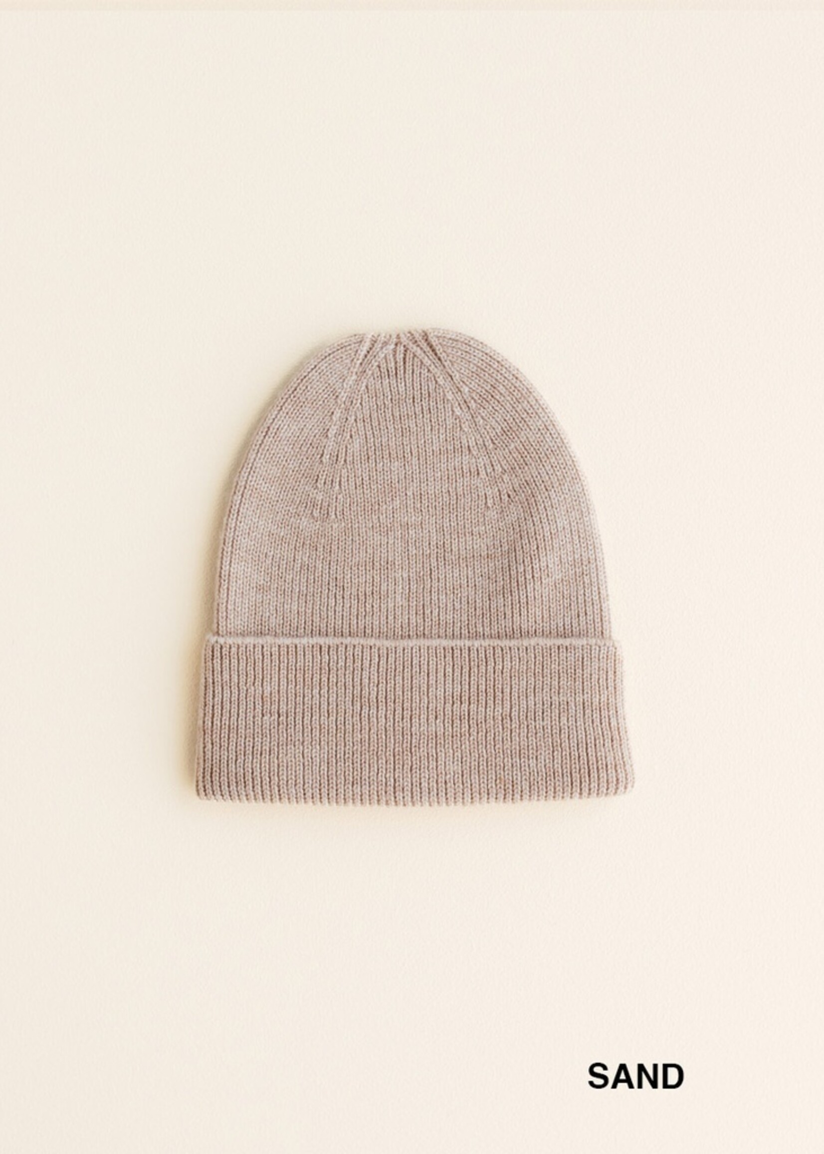 HVID Beanie Fonzie newborn (0-6 mnd) Sand - Hvid