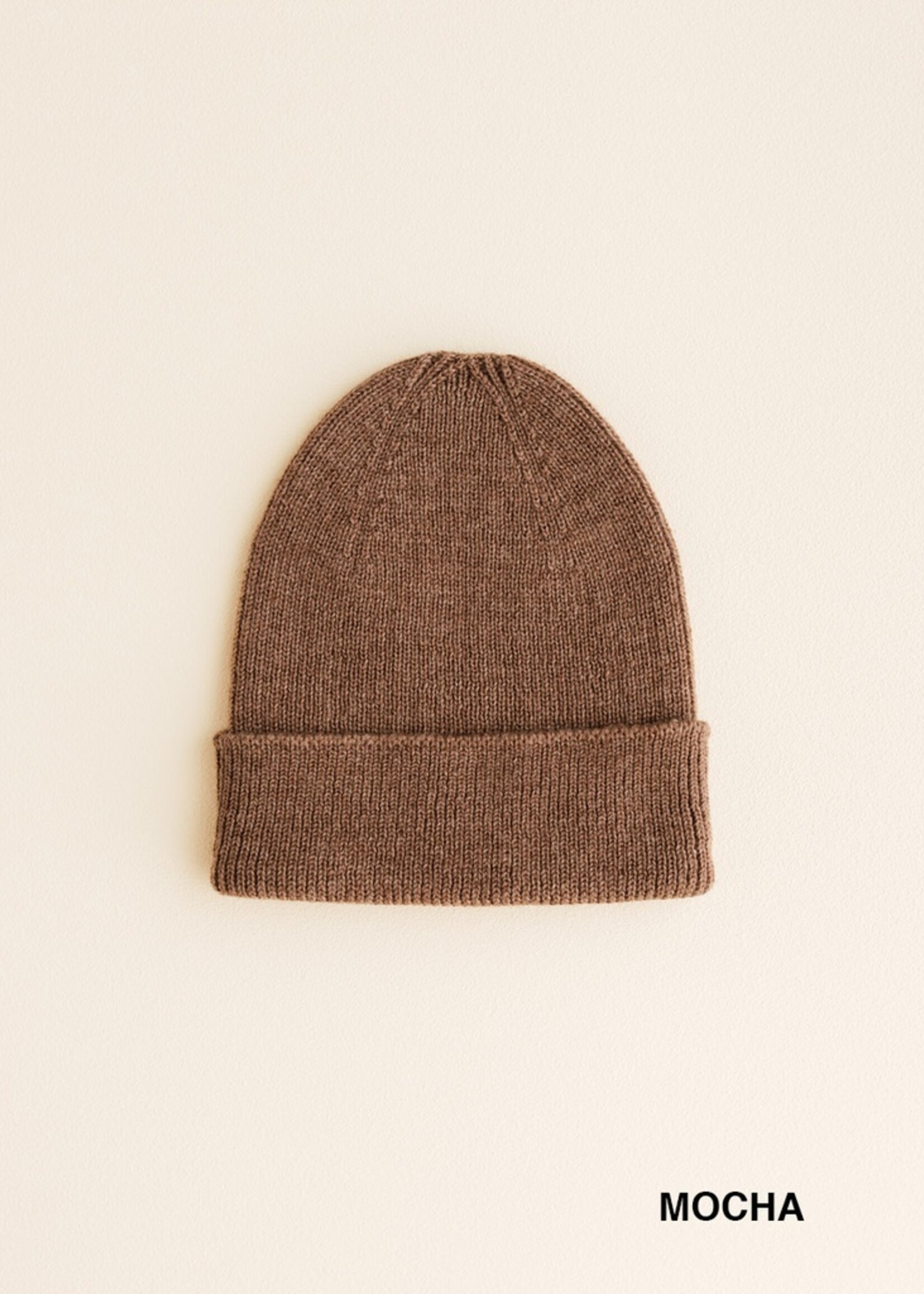 HVID Beanie Fonzie newborn (0-6 mnd) Mocha - Hvid