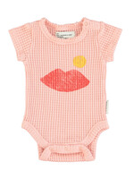 Piupiuchick Short sleeve bodysuit light pink w/lips - Piupiuchick