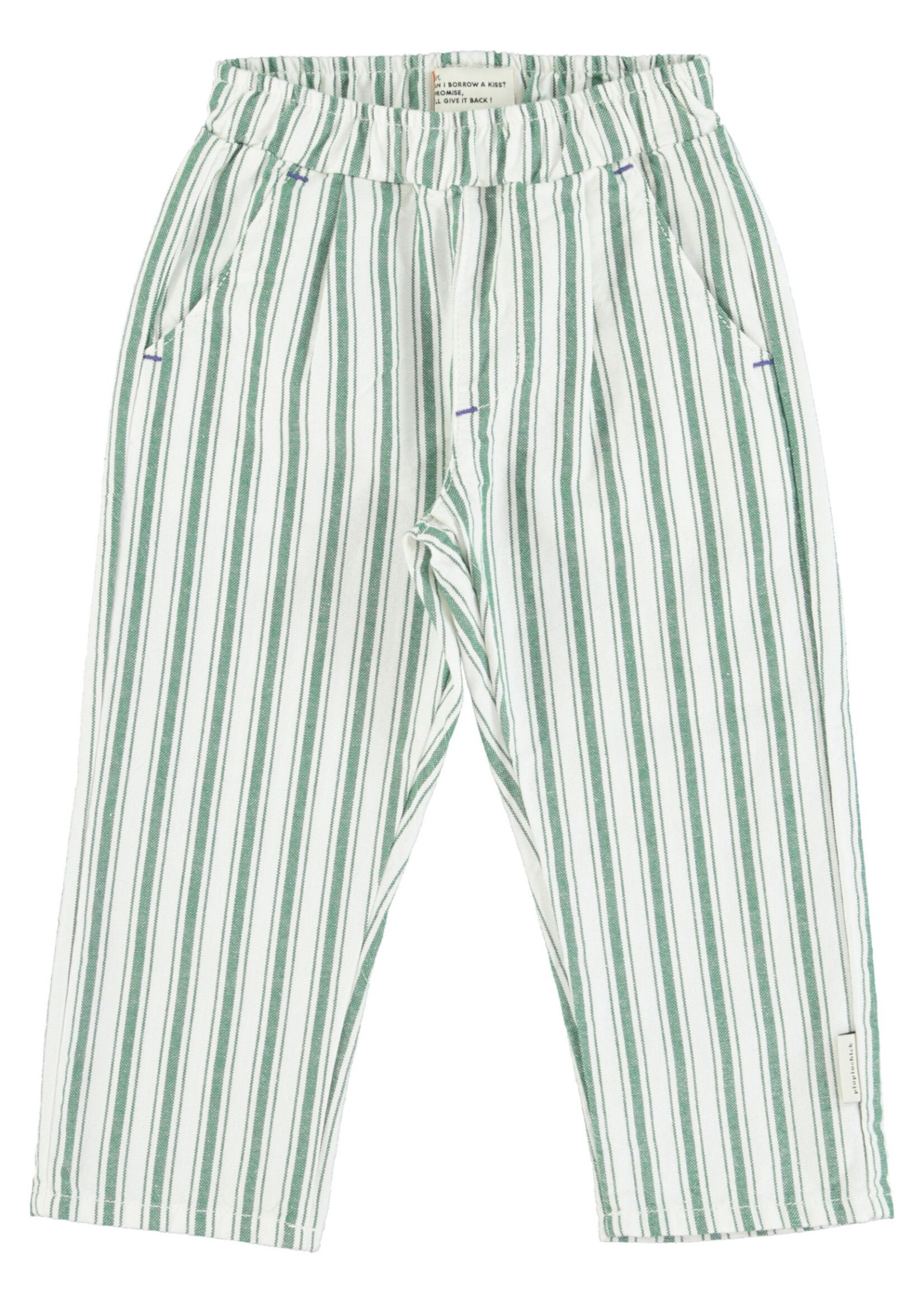 Piupiuchick Unisex trousers white green stripes - Piupiuchick