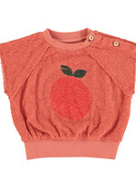 Piupiuchick Sleeveless sweatshirt Terracotta apple print - Piupiuchick