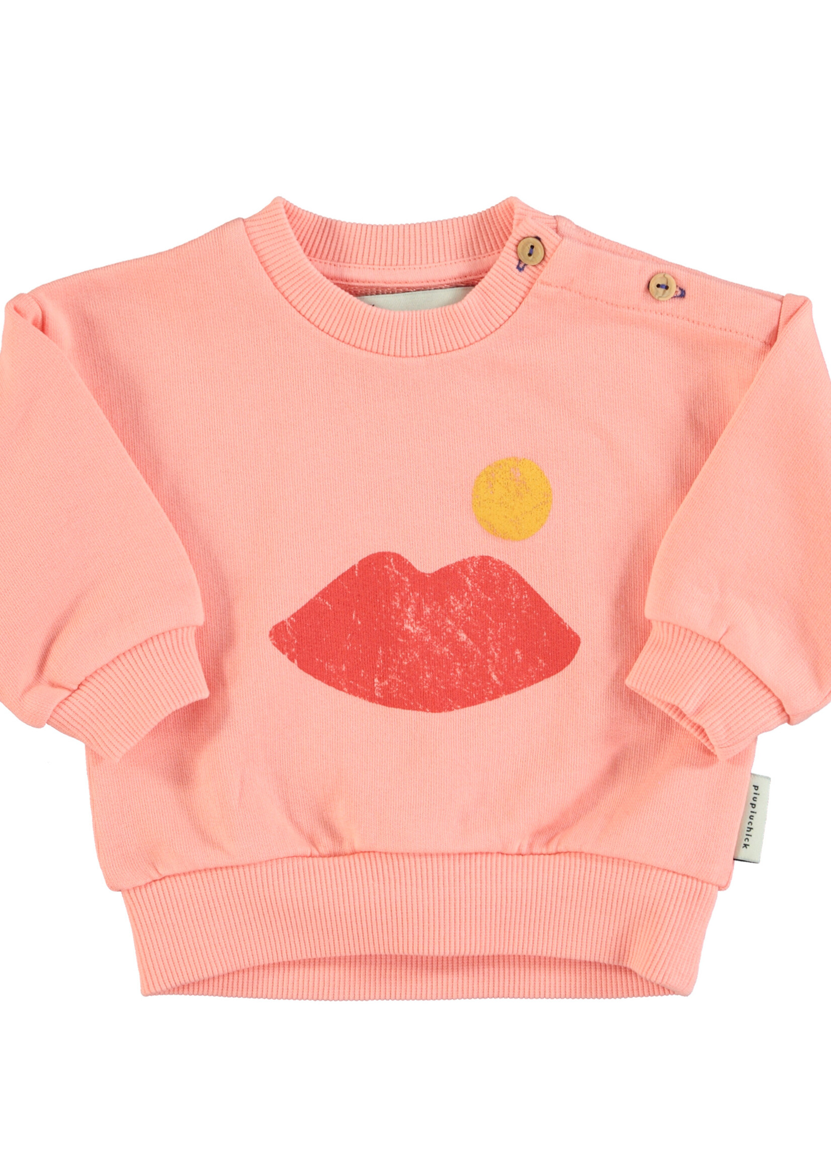 Piupiuchick Sweatshirt Coral with lips print - Piupiuchick