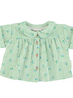 Piupiuchick Peter pan collar shirt green stripes w/ flowers - Piupiuchick