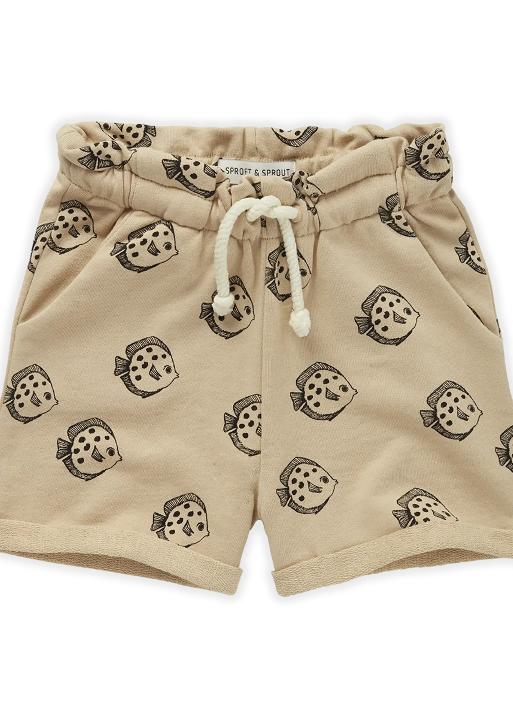 Sproet en Sprout Chino short fish print biscotti brown - Sproet & Sprout