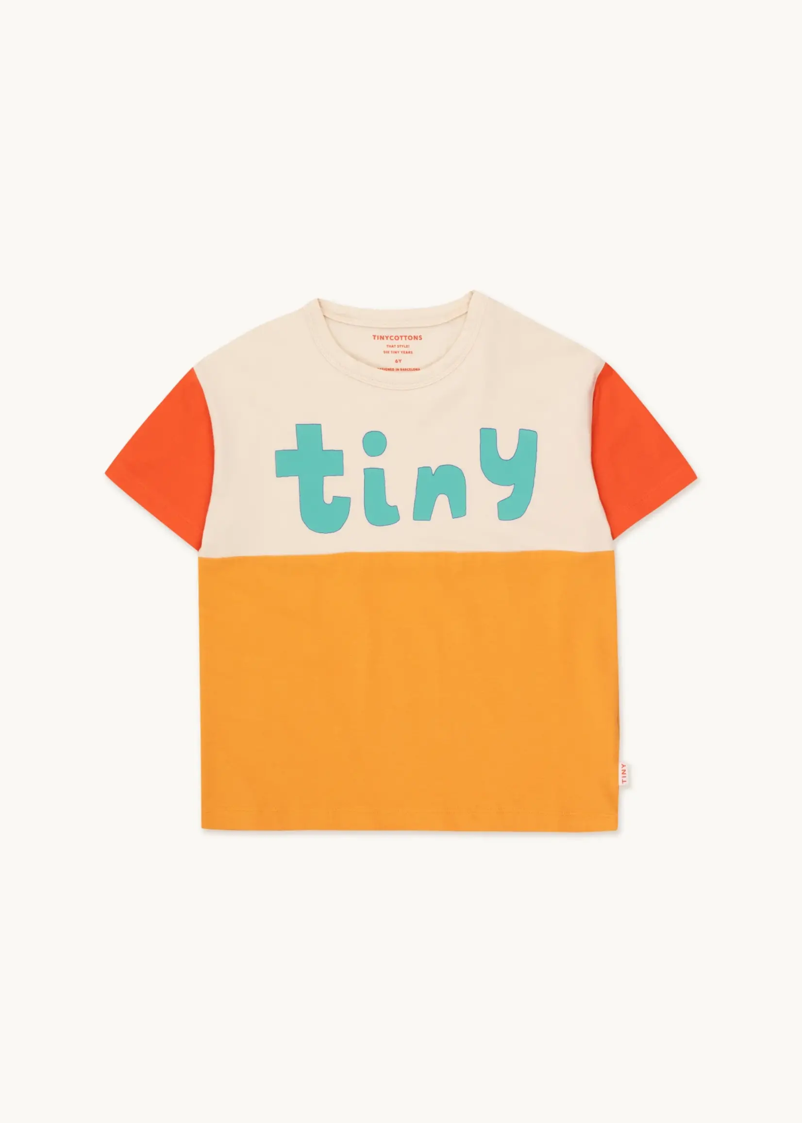 Tiny Cottons Tiny color block tee light cream/orange - Tiny Cottons