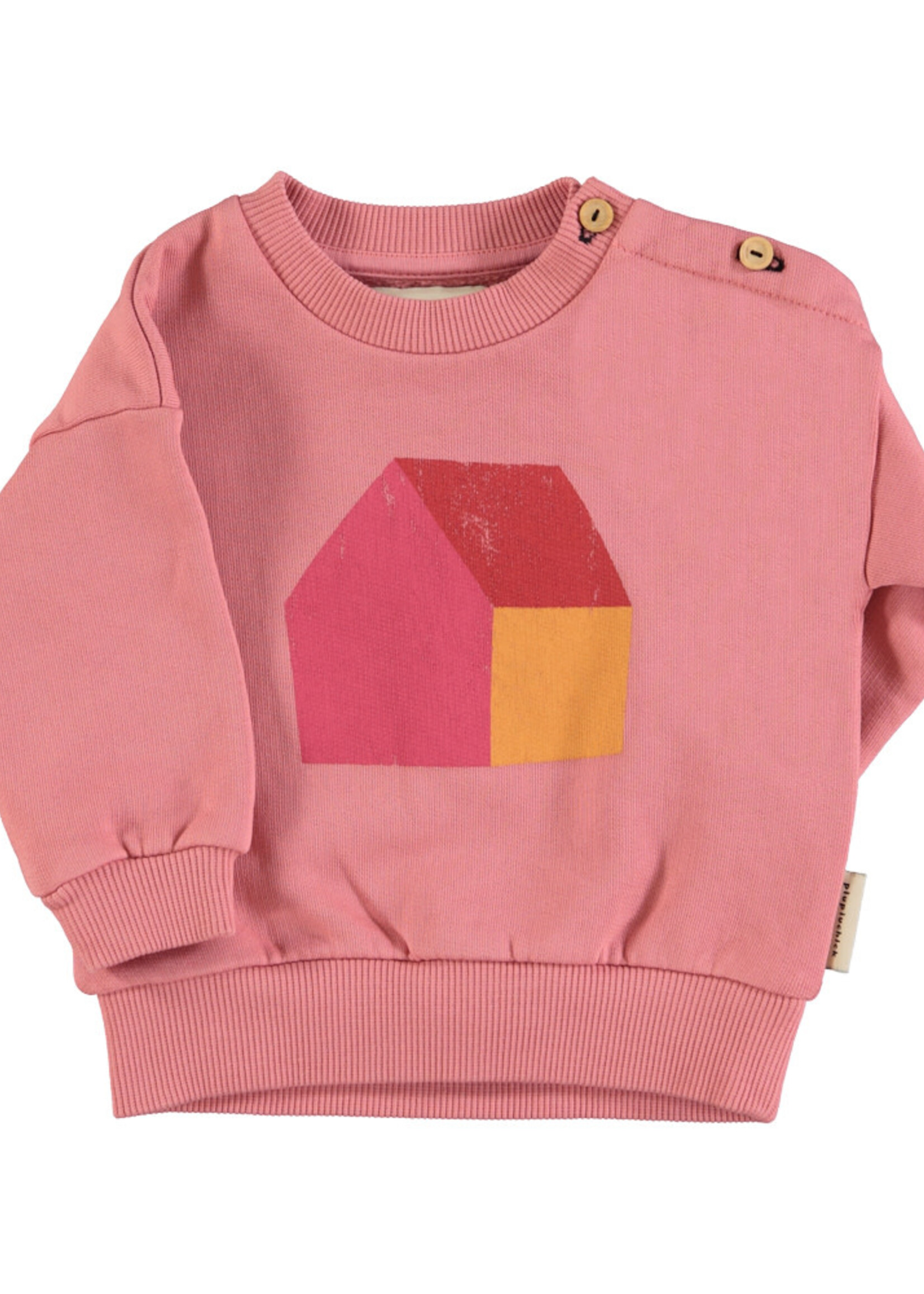 Piupiuchick Sweatshirt | Pink w/ multicolor house print - Piupiuchick