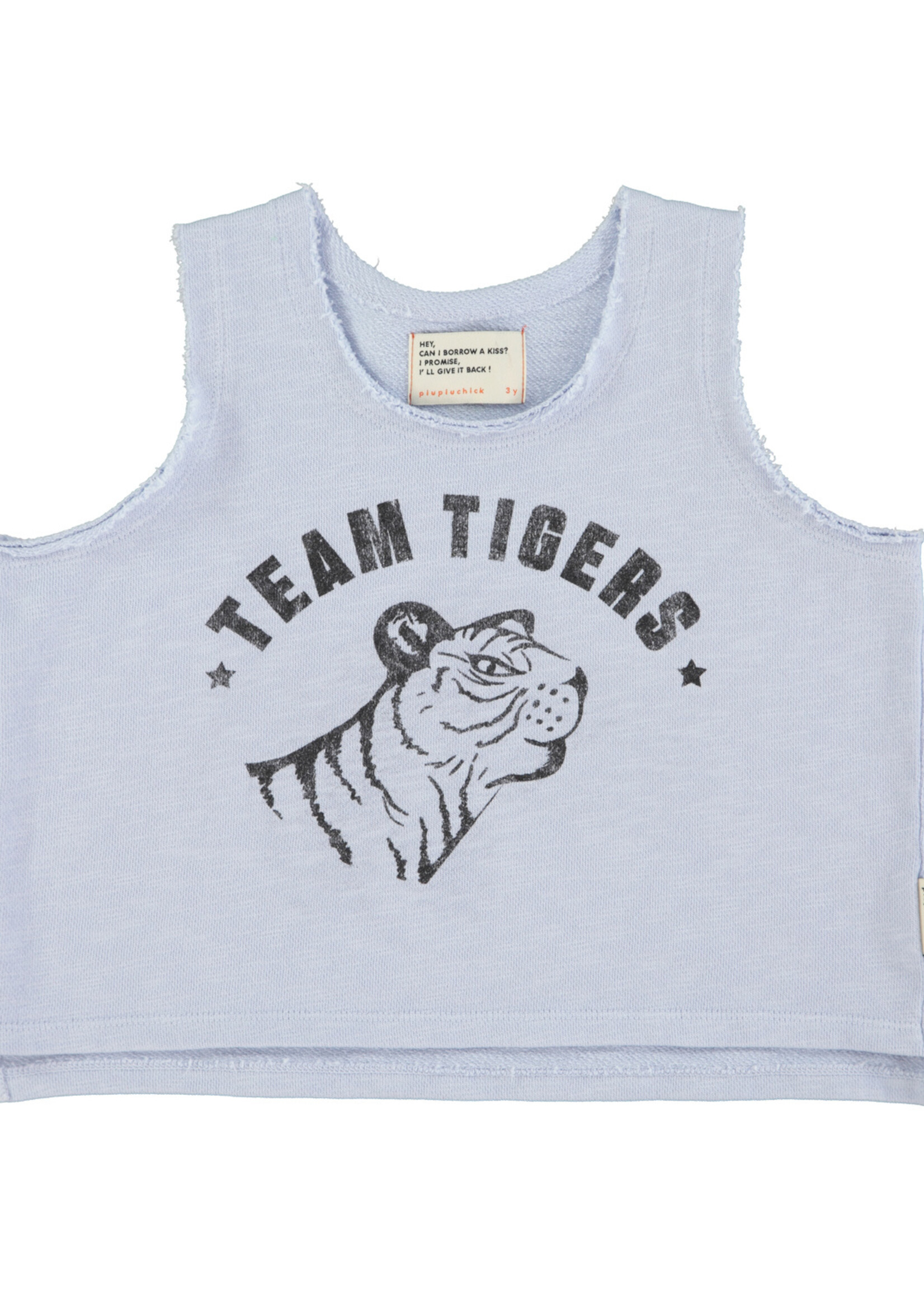 Piupiuchick Sleeveless t´shirt | light blue w/ tiger print - Piupiuchick